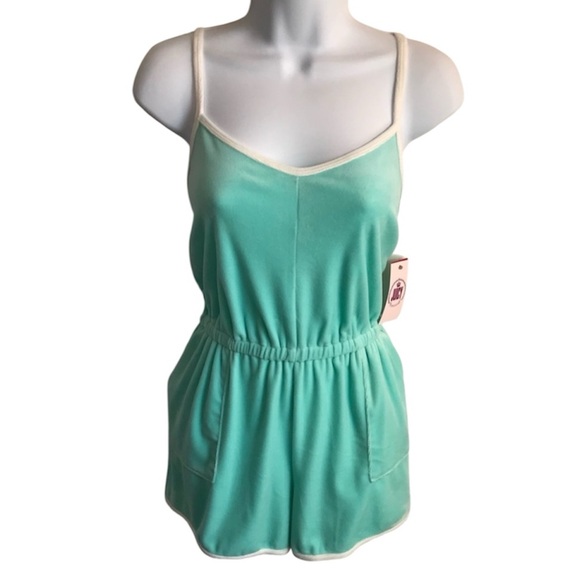 Juicy Couture Y2K Women’s S Aqua Splash Mint Green Soft Terry Romper Shorts NWT - Picture 10 of 16